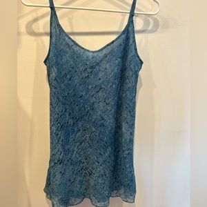 CAbi Blue and Black Print Tank Top with Adjustable Straps
